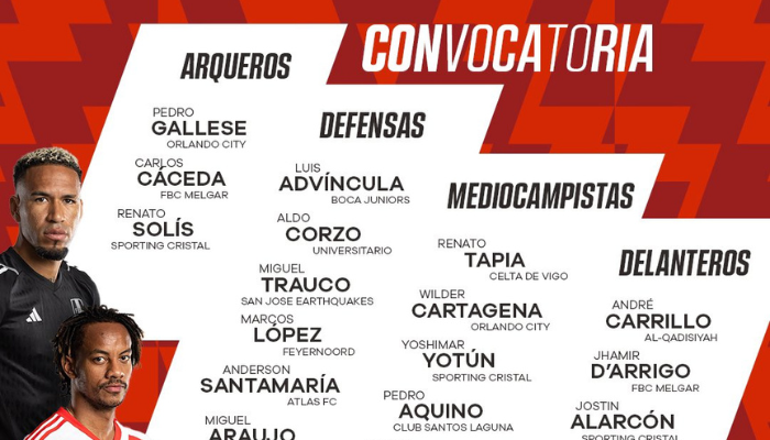 Lista de convocados a la Selección Peruana vs. Paraguay y Brasil